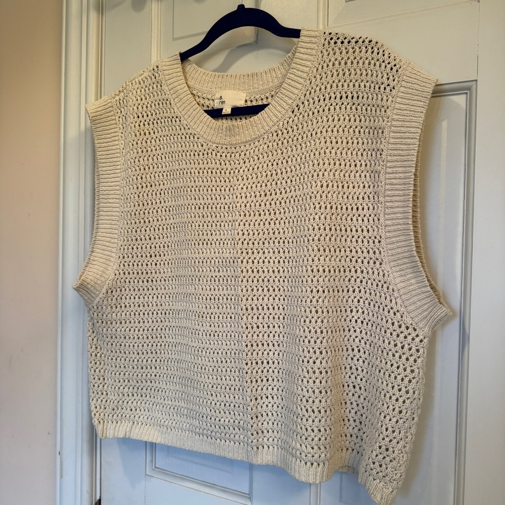 A. Ren Cream Knit Sleeveless Top